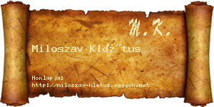 Miloszav Klétus névjegykártya